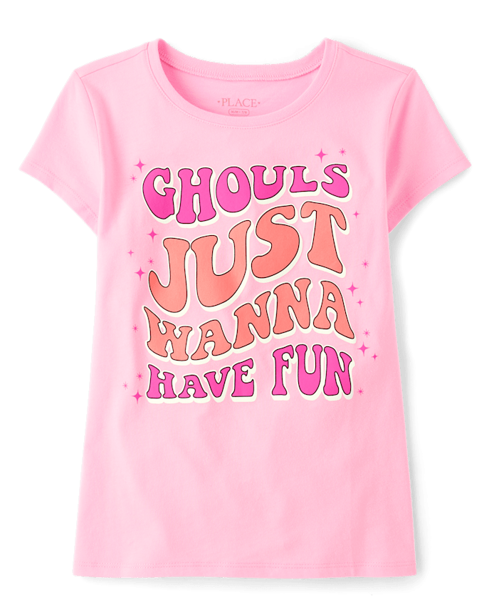 Girls Glow Ghouls Fun Graphic Tee