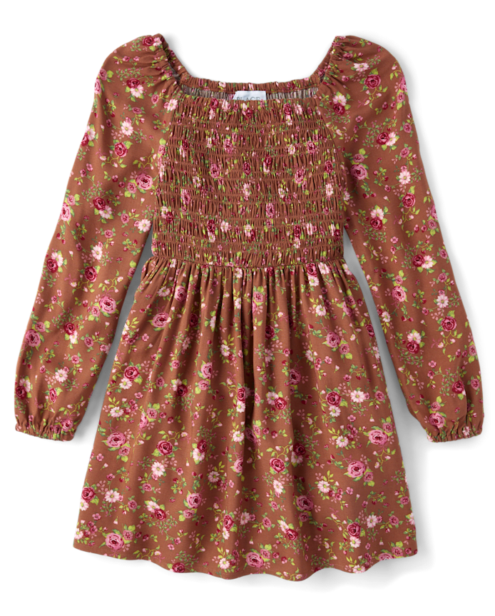 Robe smockée à fleurs pour fille
