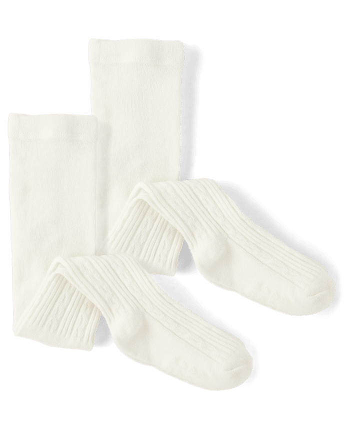 Baby And Toddler Girls Cable Knit Tights 2-Pack