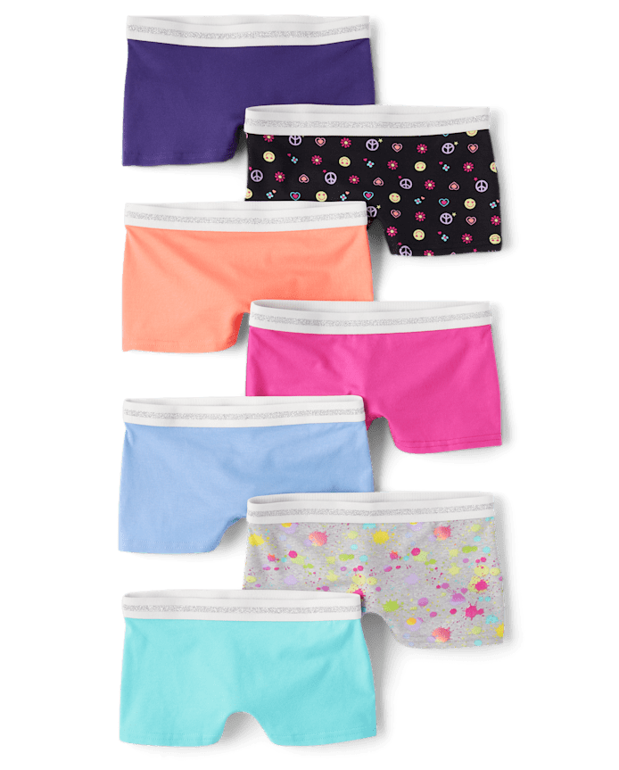 Lot de 7 sous-vêtements courts pour filles avec éclaboussures peinture