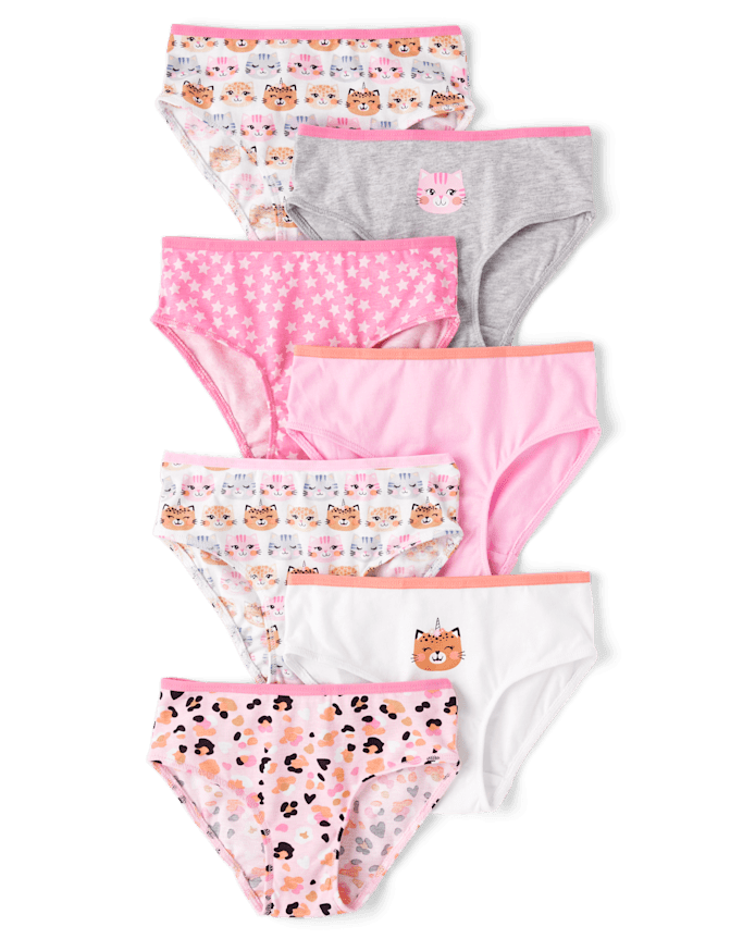 Lot de 7 sous-vêtements pour petites filles à motif chat