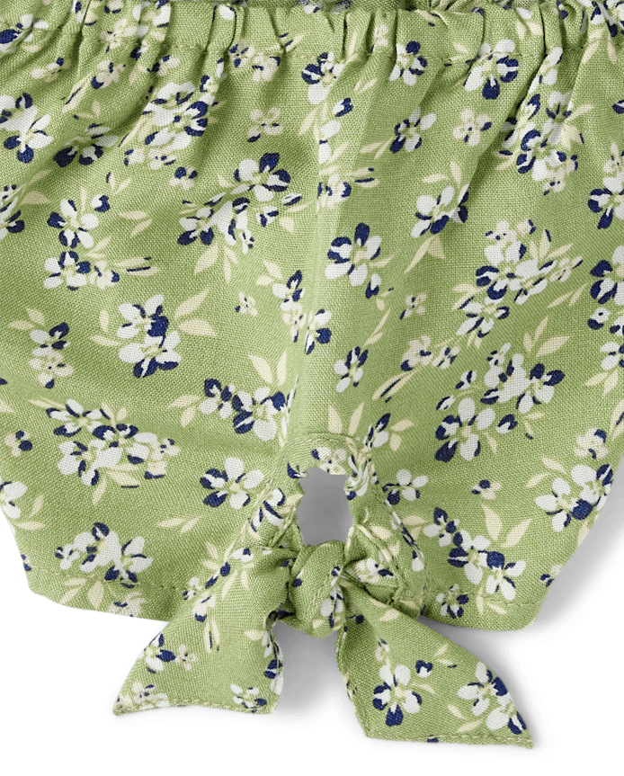 Girls Floral Tie Sleeve Dress