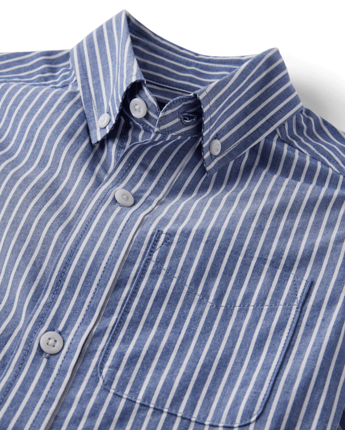 Boys Striped Poplin Button Up Shirt