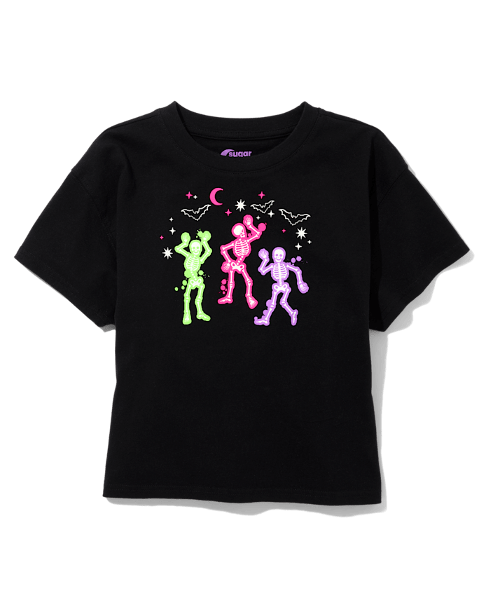 Tween Girls Cropped Oversized Graphic Tee