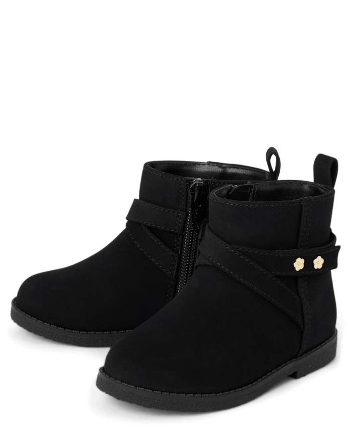 Toddler Girls Flower Stud Booties
