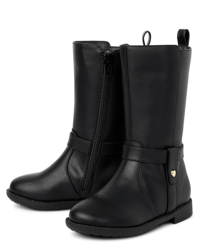 Bottes hautes à clous en forme de cœur pour petites filles