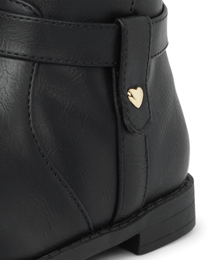 Bottes hautes à clous en forme de cœur pour petites filles