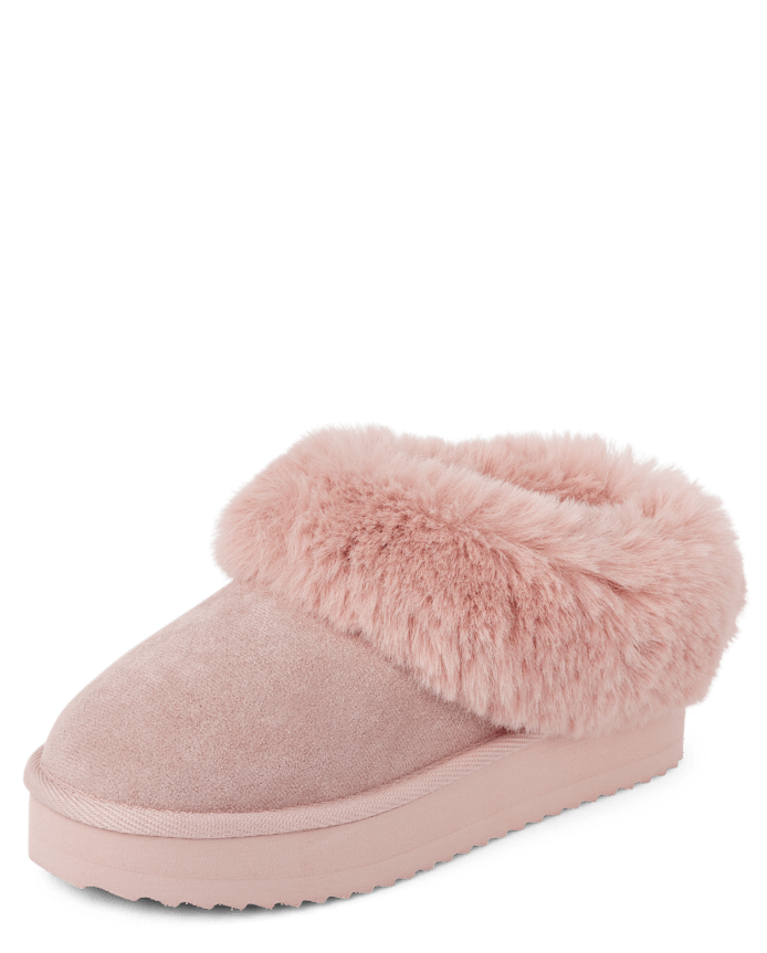 Girls Platform Teddy Slip Ons