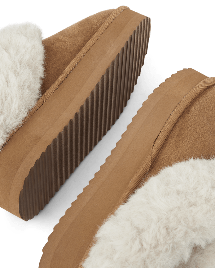 Girls Platform Teddy Slip Ons