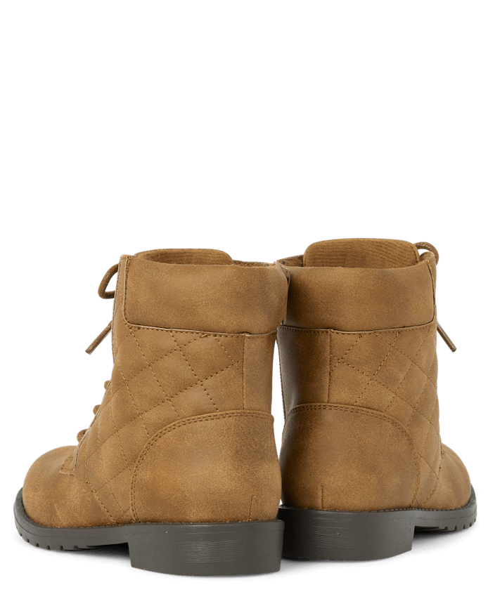 Girls Quilted Lace Up Booties