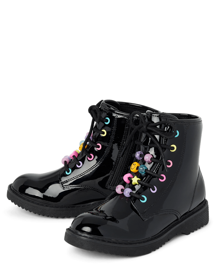 Bottines à lacets et perles pour filles