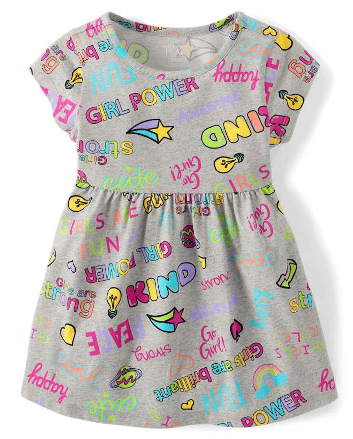 Toddler Girls Rainbow Girl Power Everyday Dress