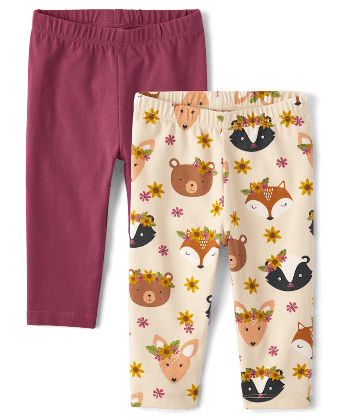 Baby Girls Animal Leggings 2-Pack