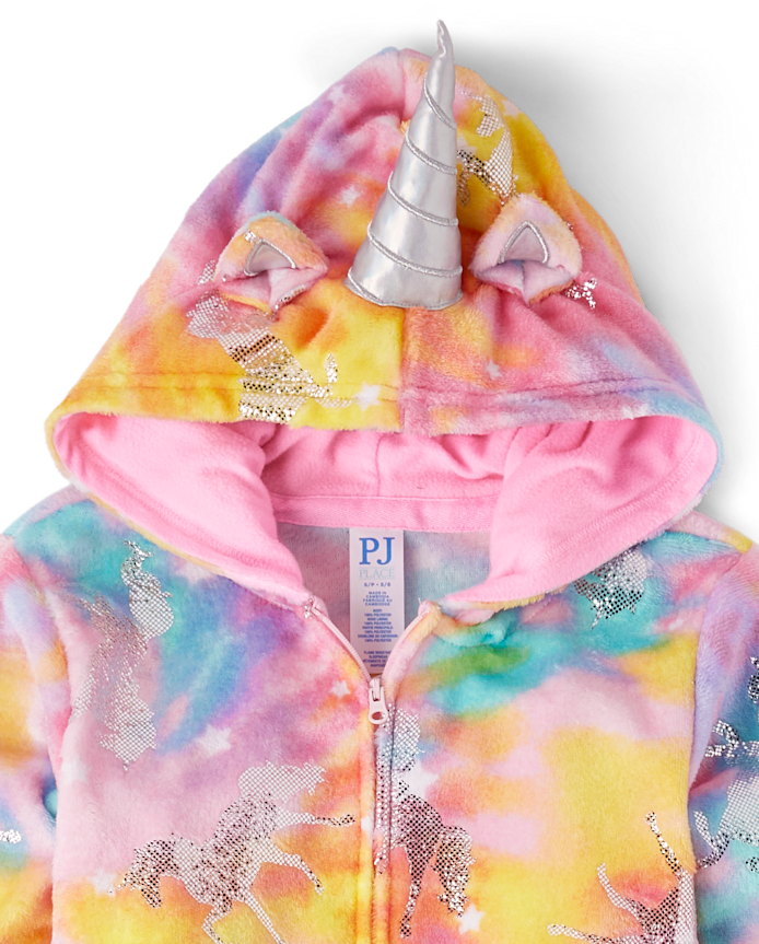 Pyjama une pièce licorne métallisée pour fille - Polaire douce