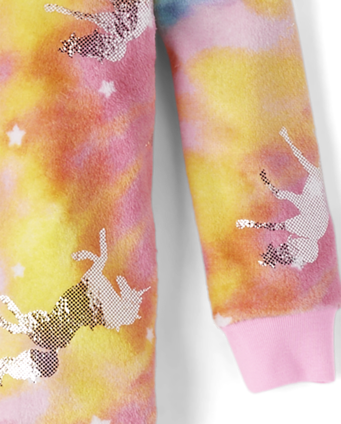 Girls Foil Unicorn One Piece Pajamas - Cozy Fleece