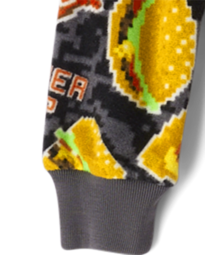 Boys Food Microfleece One Piece Pajamas