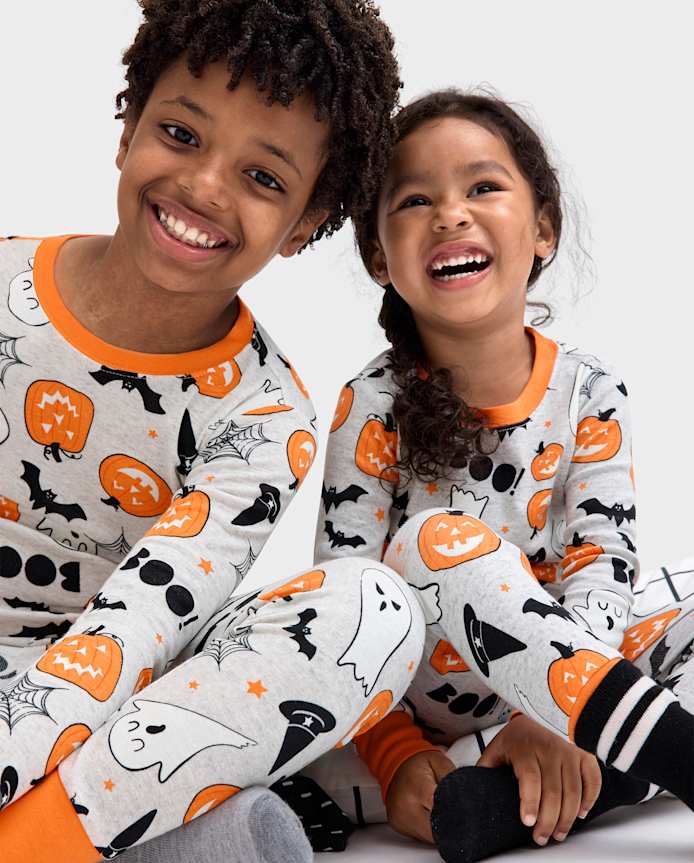 Kids Matching Family Glow Halloween Snug Fit Cotton Pajamas