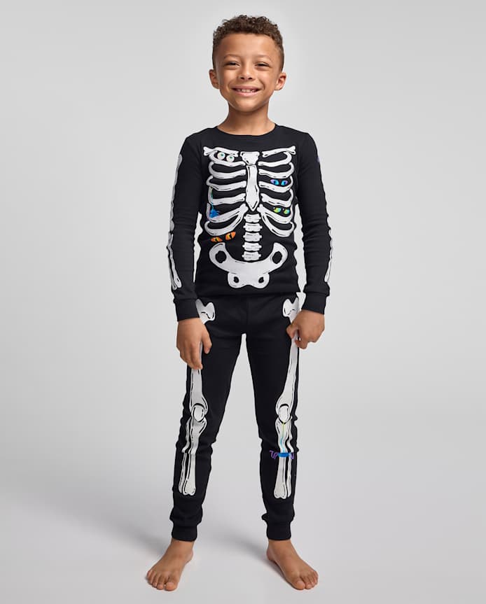 Kids Glow Skeleton Snug Fit Cotton Pajamas