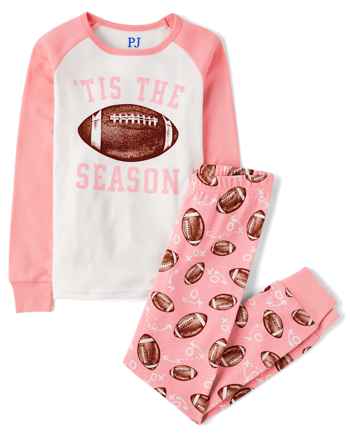 Pyjamas en coton ajustés assortis pour filles et toute la famille, motif football