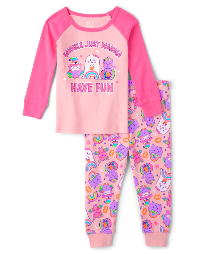 Baby And Toddler Girls Glow Ghouls Wanna Have Fun Snug Fit Cotton Pajamas