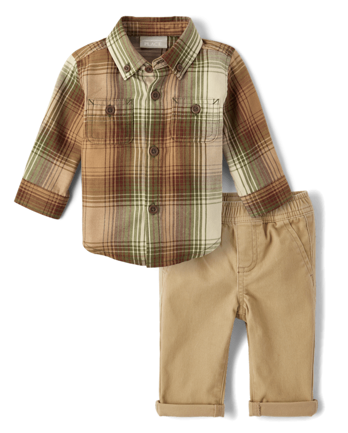 Baby Boys Matching Family Plaid 2-Piece Outfit Set