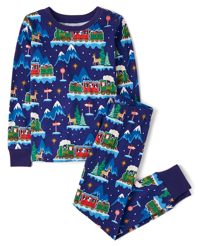 Kids Glow Christmas Train Snug Fit Cotton Pajamas