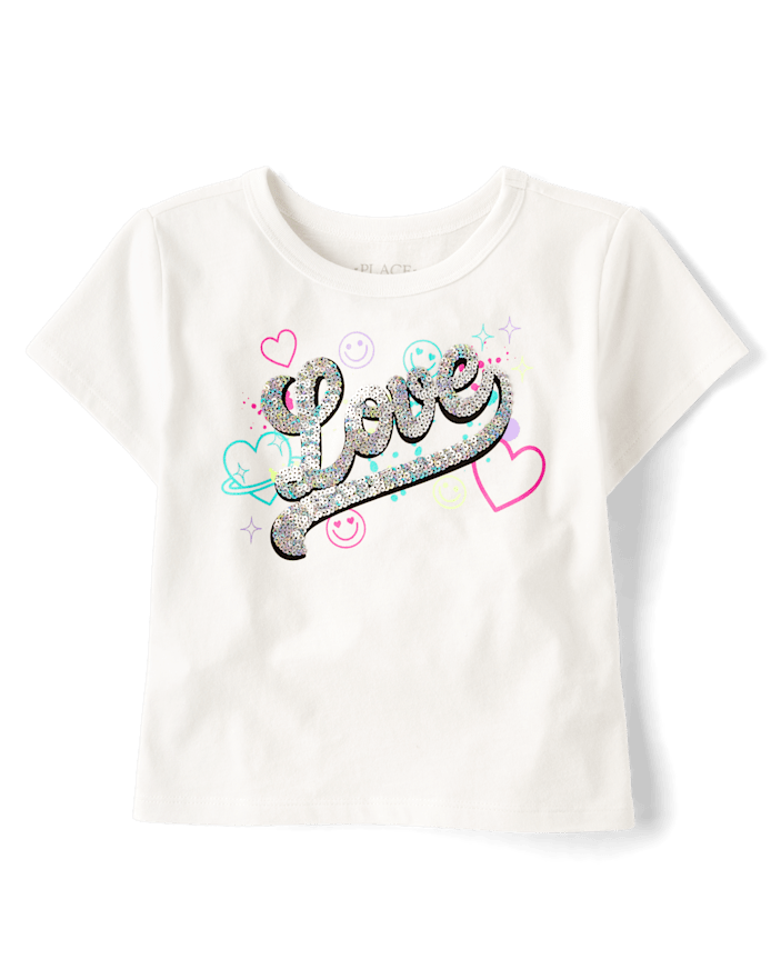 Haut à paillettes Love pour filles