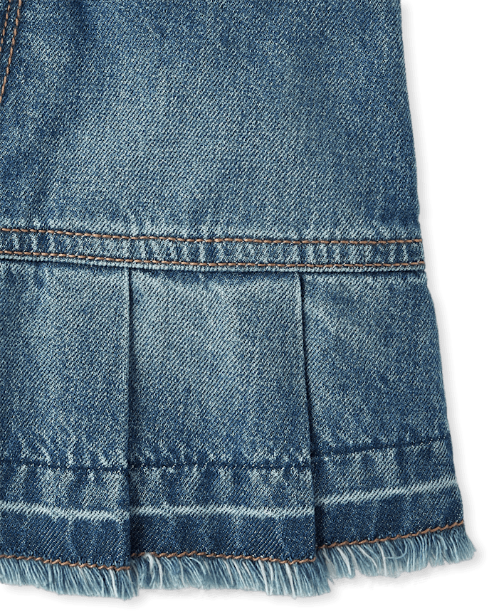 Girls Pleated Denim Skort