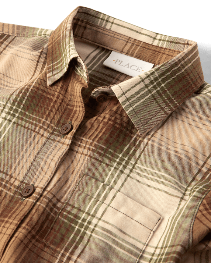 Girls Plaid Flannel Button Up Shirt