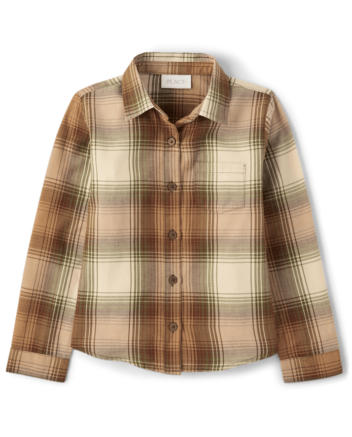 Girls Plaid Flannel Button Up Shirt
