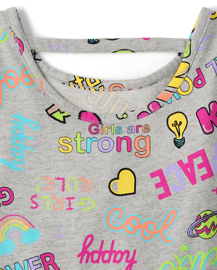 Girls Print Cut Out Dress