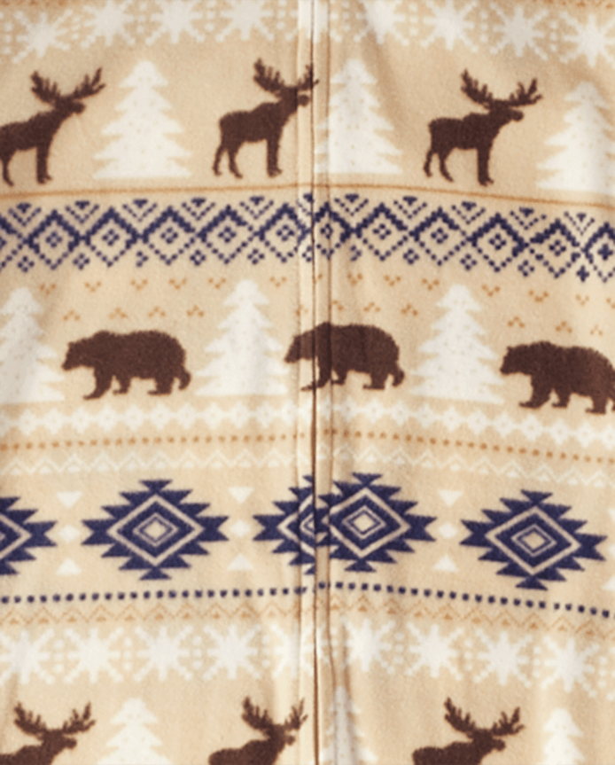 Adult Matching Family Bear Fairisle Microfleece Hooded One Piece Pajamas