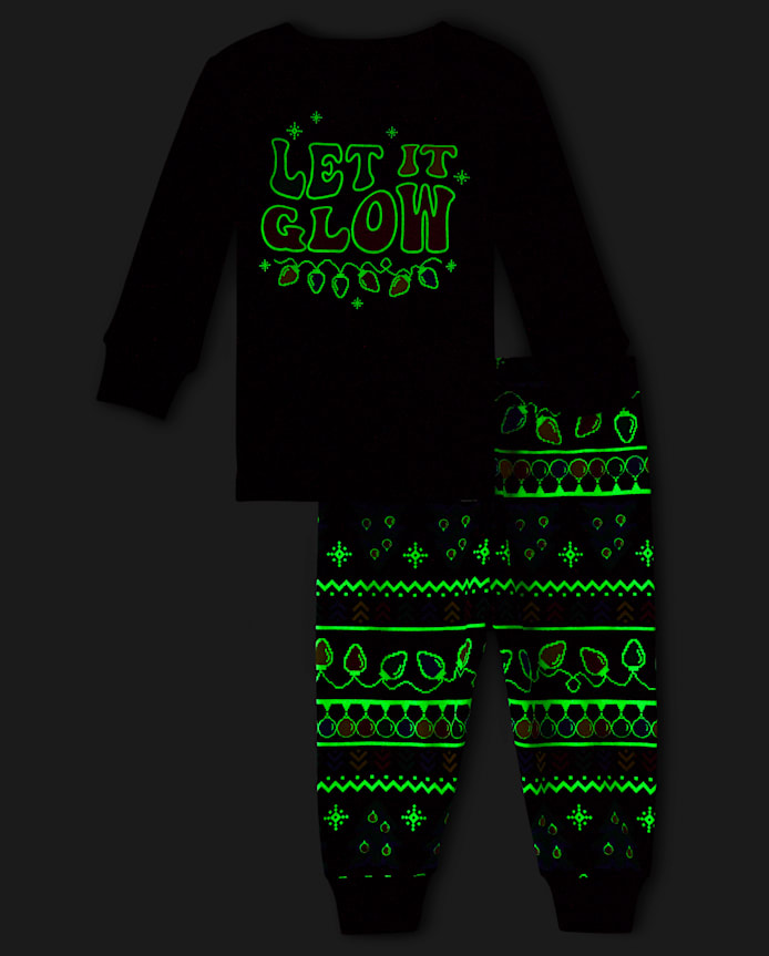 Baby And Toddler Matching Family Glow Christmas Lights Snug Fit Cotton Pajamas