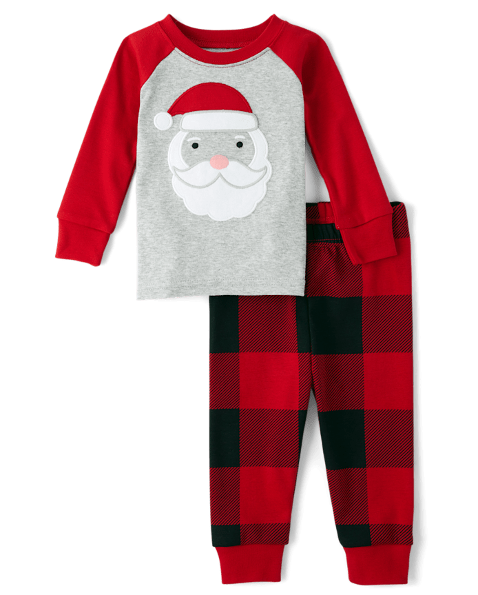 Pyjama ajusté en coton pour bébé et tout-petit avec visage de Père Noël