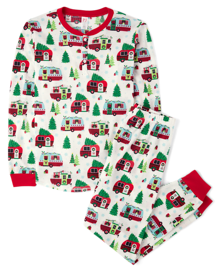 Mens Matching Family Camper Thermal Henley Pajamas
