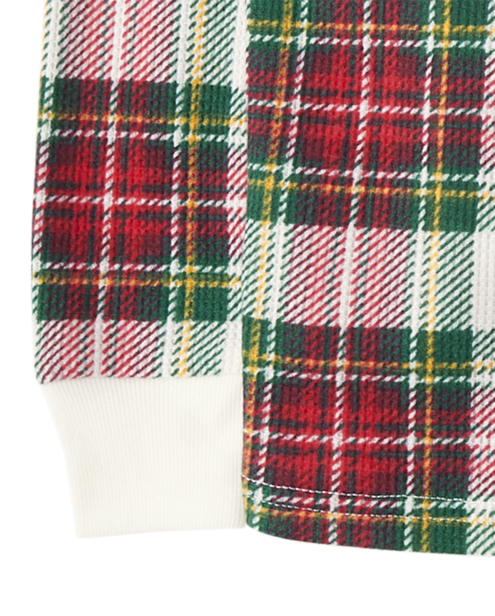 Kids Matching Family Plaid Thermal Henley Pajamas