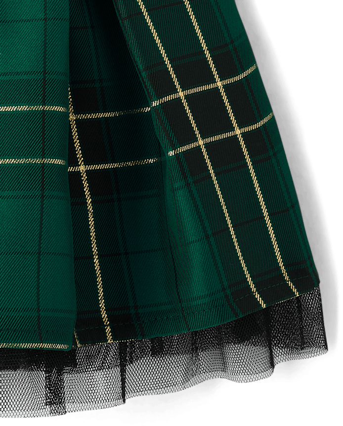 Baby Girls Matching Family Plaid Velour Fit And Flare Dress