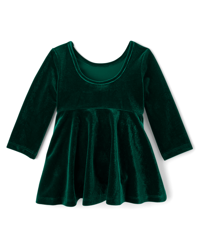 Baby Girls Mommy And Me Velour Fit Flare Dress