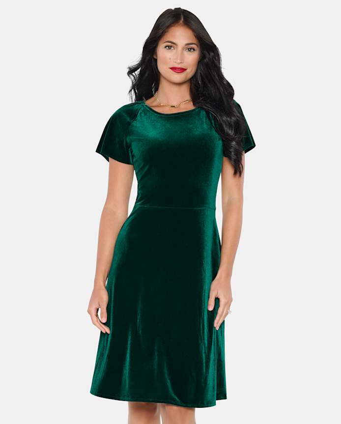 Womens Matching Family Velour Fit And Flare Dress