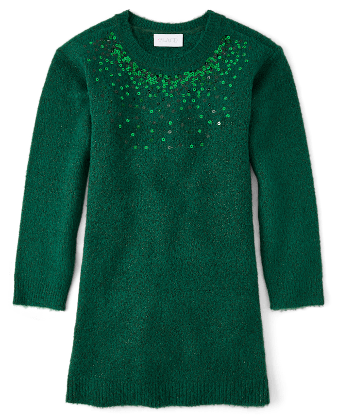 Girls Sequin Sweater Dress