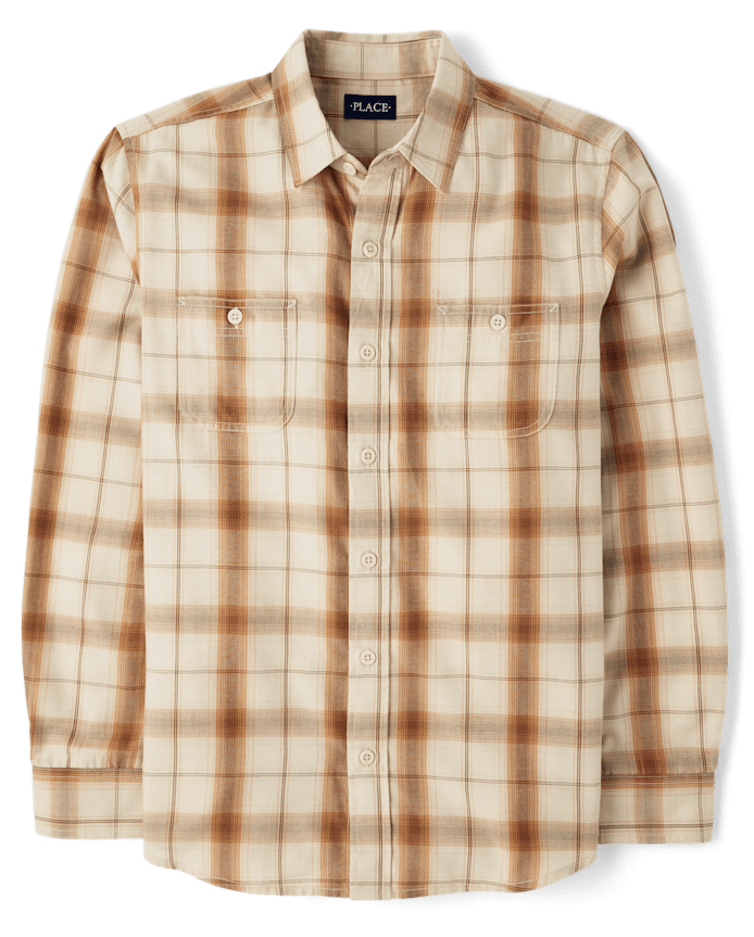 Mens Dad And Me Plaid Flannel Button Up Shirt