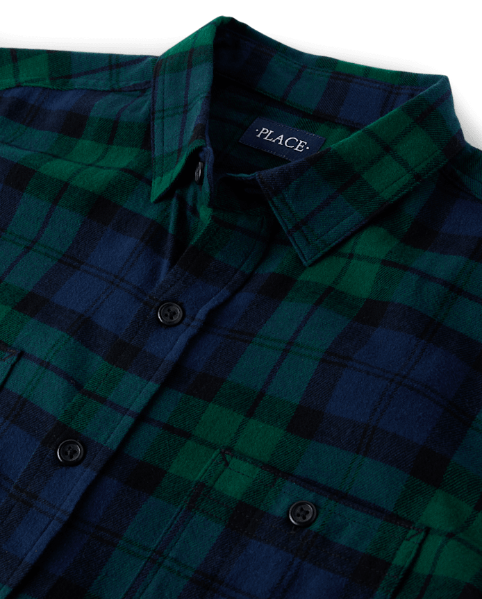 Mens Dad And Me Plaid Flannel Button Up Shirt