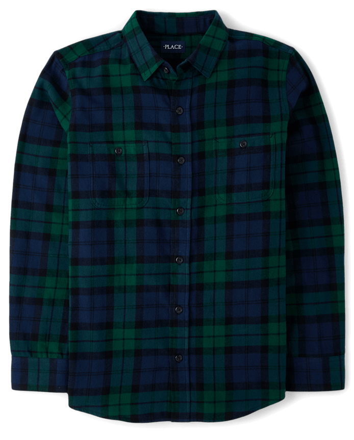 Mens Dad And Me Plaid Flannel Button Up Shirt