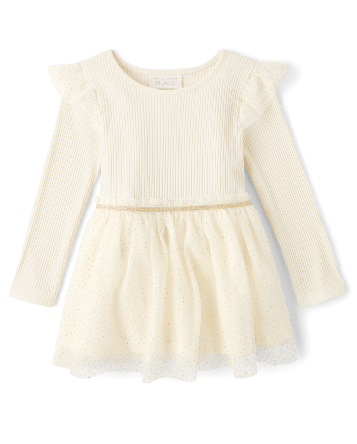 Toddler Girls Foil Ribbed Tutu Dress