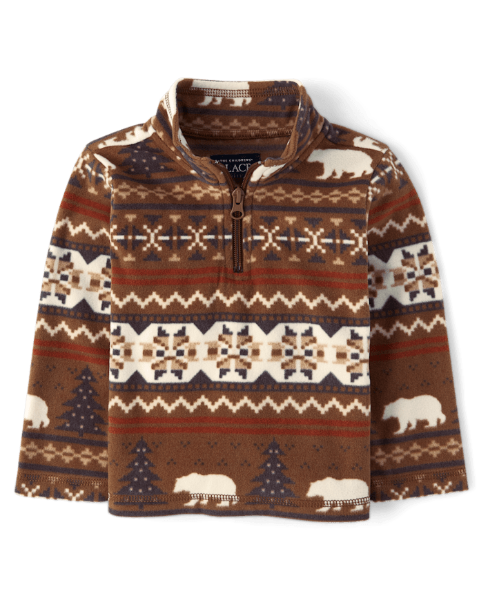 Toddler Boys Print Microfleece Half Zip Pullover
