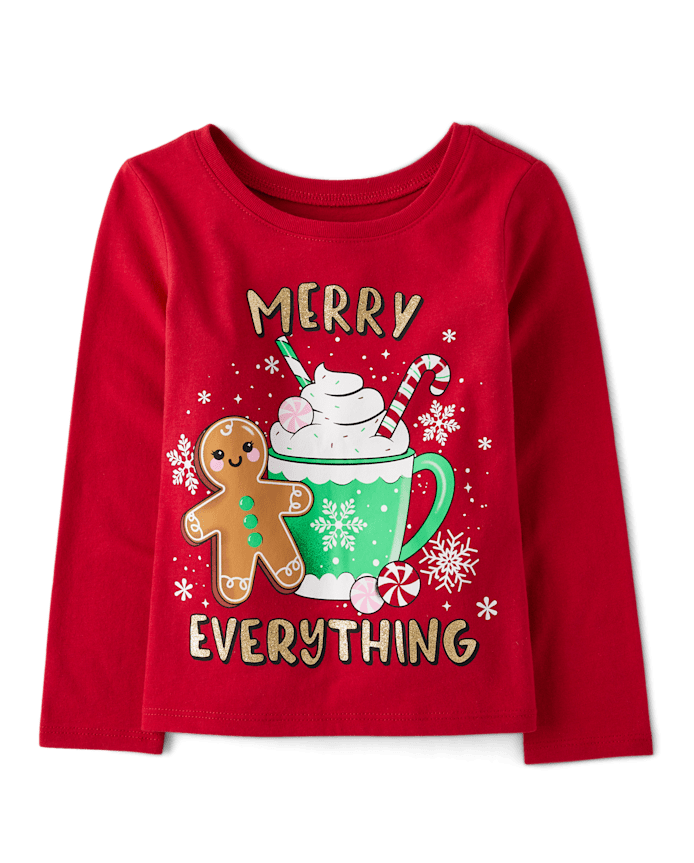 Baby And Toddler Girls Merry Everything Graphic Tee