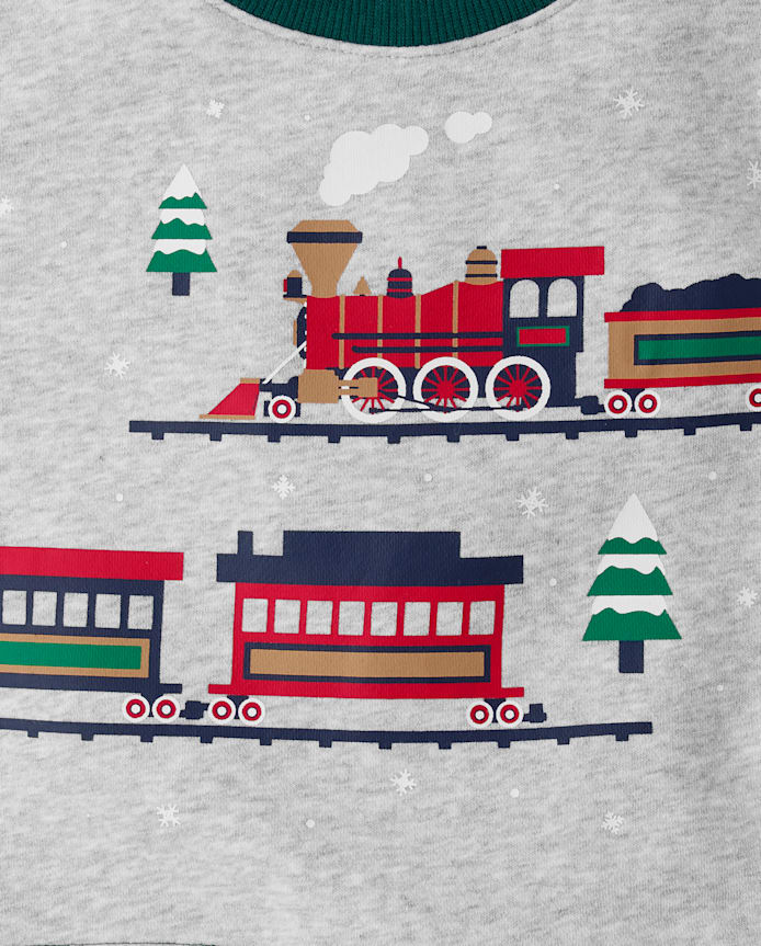 Ensemble 2 pièces en polaire premium pour bébé et petit garçon, motif train