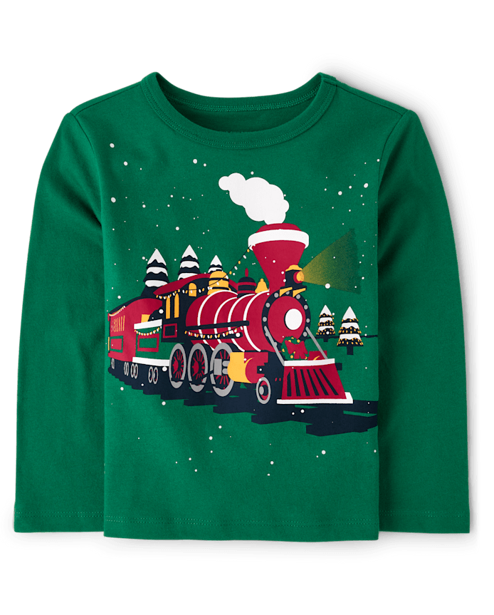 Baby And Toddler Boys Christmas Train Graphic Tee