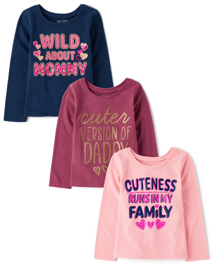 Baby And Toddler Girls Family Graphic Tee 3-Pack