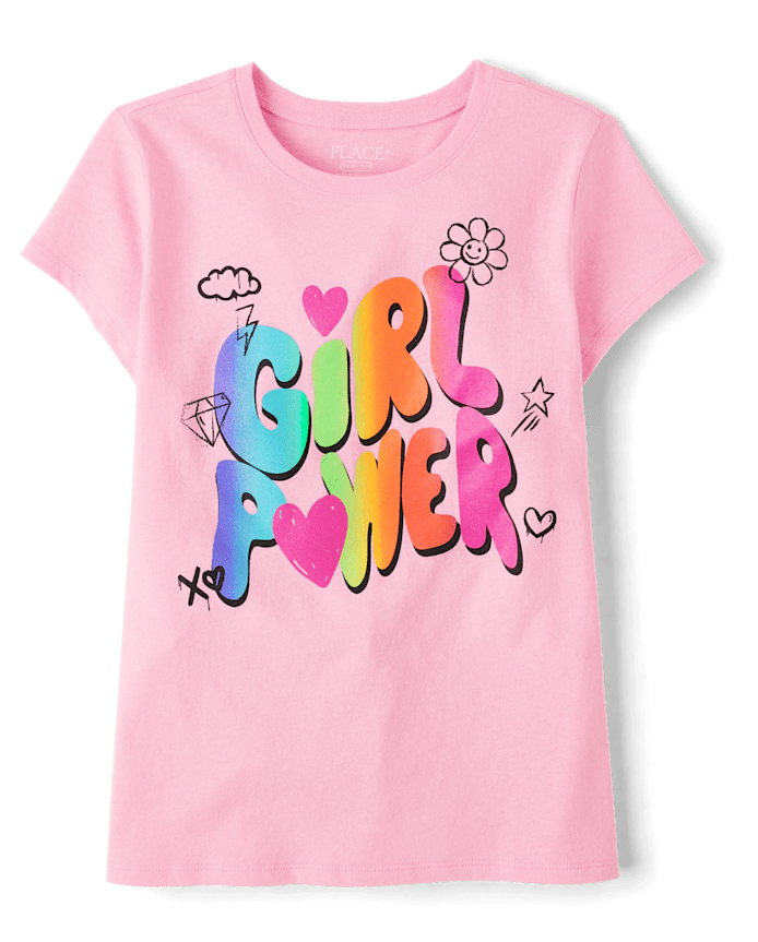 Girls Rainbow Girl Power Graphic Tee